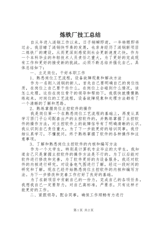 2024年炼铁厂技工总结
