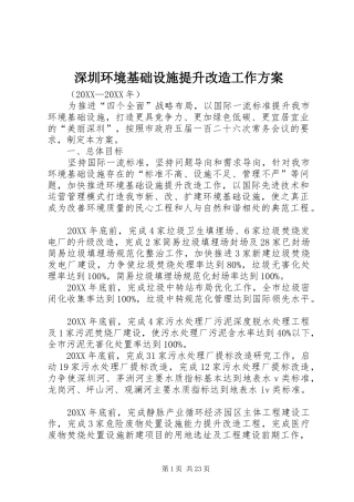 2024年深圳环境基础设施提升改造工作方案