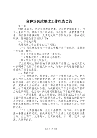 2024年良种场民政整改工作报告篇