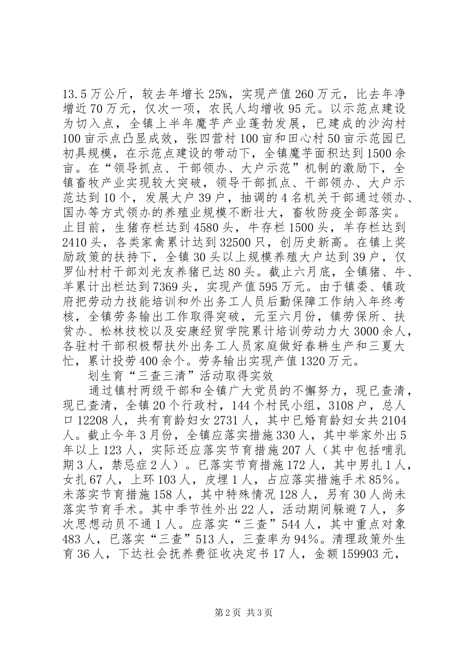 2024年沈坝镇上半年工作总结_第2页