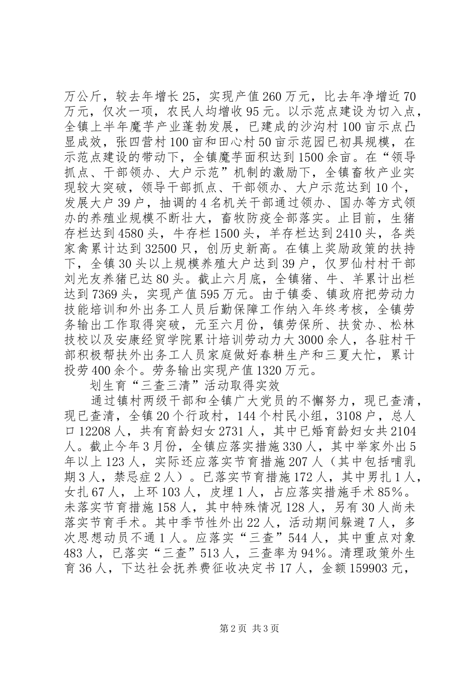 2024年沈坝镇上半年工作总结范文_第2页