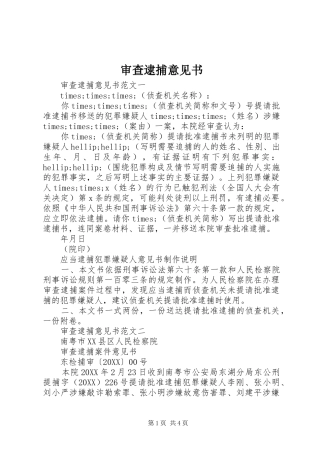 2024年审查逮捕意见书