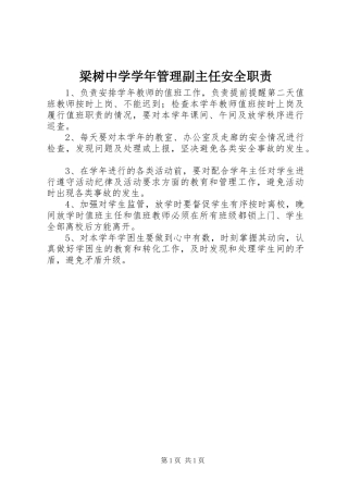 2024年梁树中学学年管理副主任安全职责