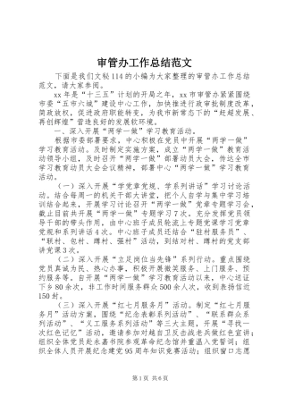 2024年审管办工作总结范文