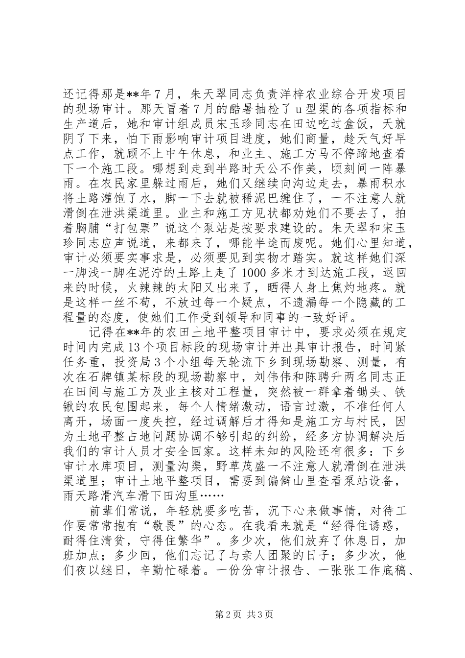 2024年审计爱岗敬业事迹材料_第2页