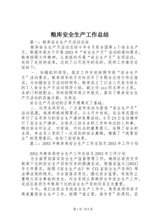 2024年粮库安全生产工作总结