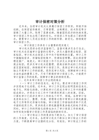 2024年审计保密对策分析