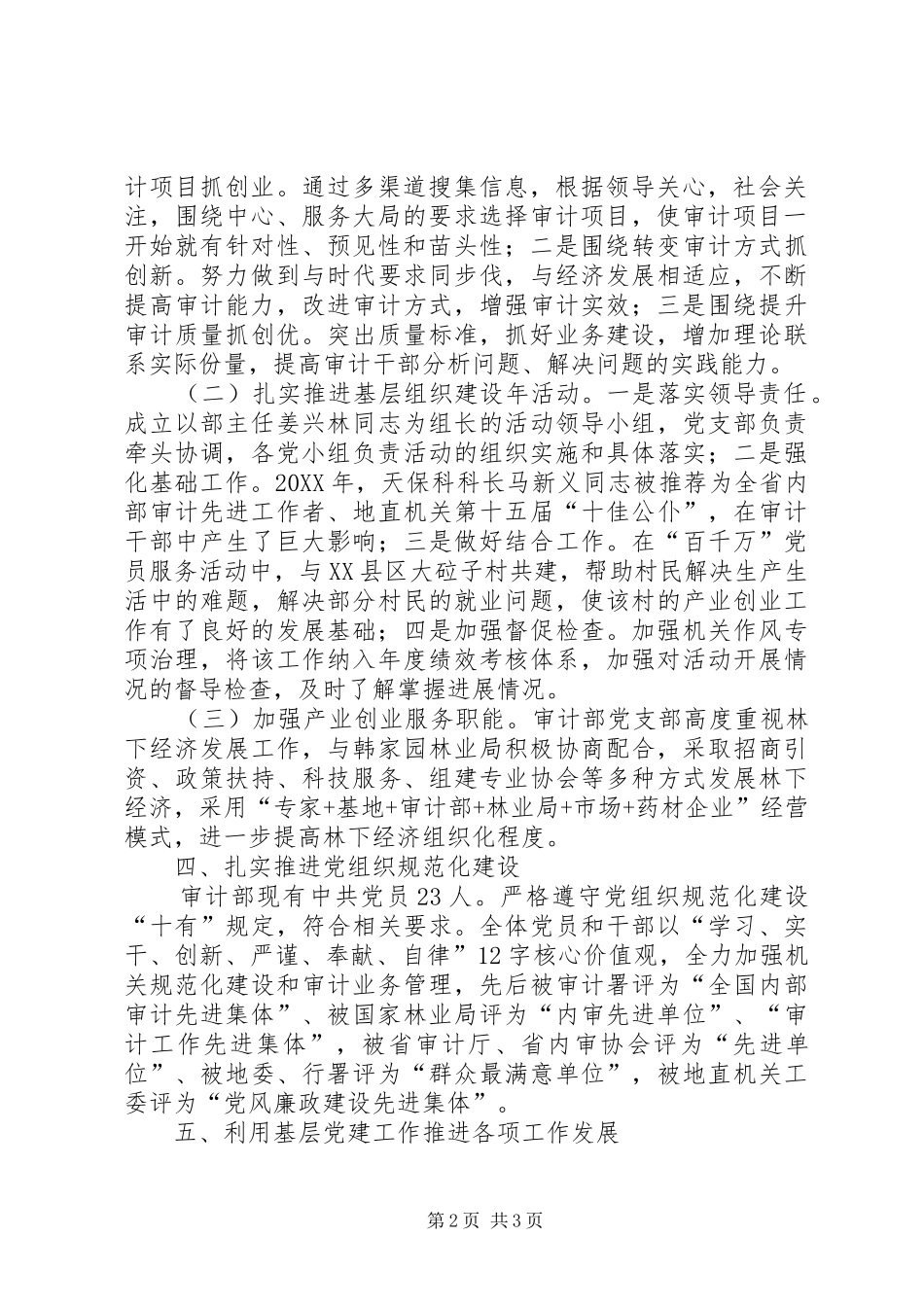 2024年审计部党支部书记个人述职报告_第2页