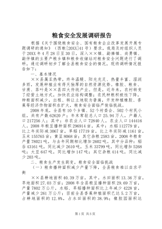 2024年粮食安全发展调研报告