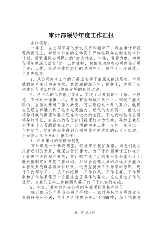 2024年审计部领导年度工作汇报