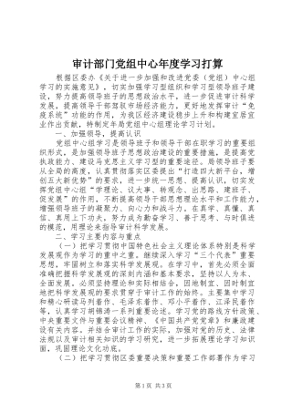2024年审计部门党组中心年度学习打算