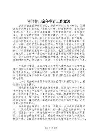 2024年审计部门全年审计工作意见