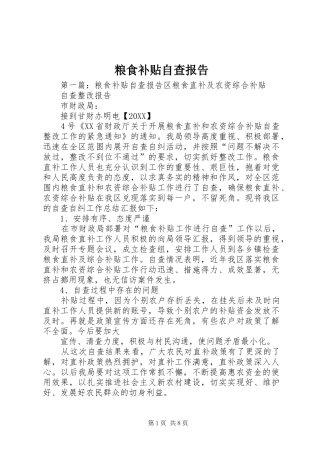 2024年粮食补贴自查报告