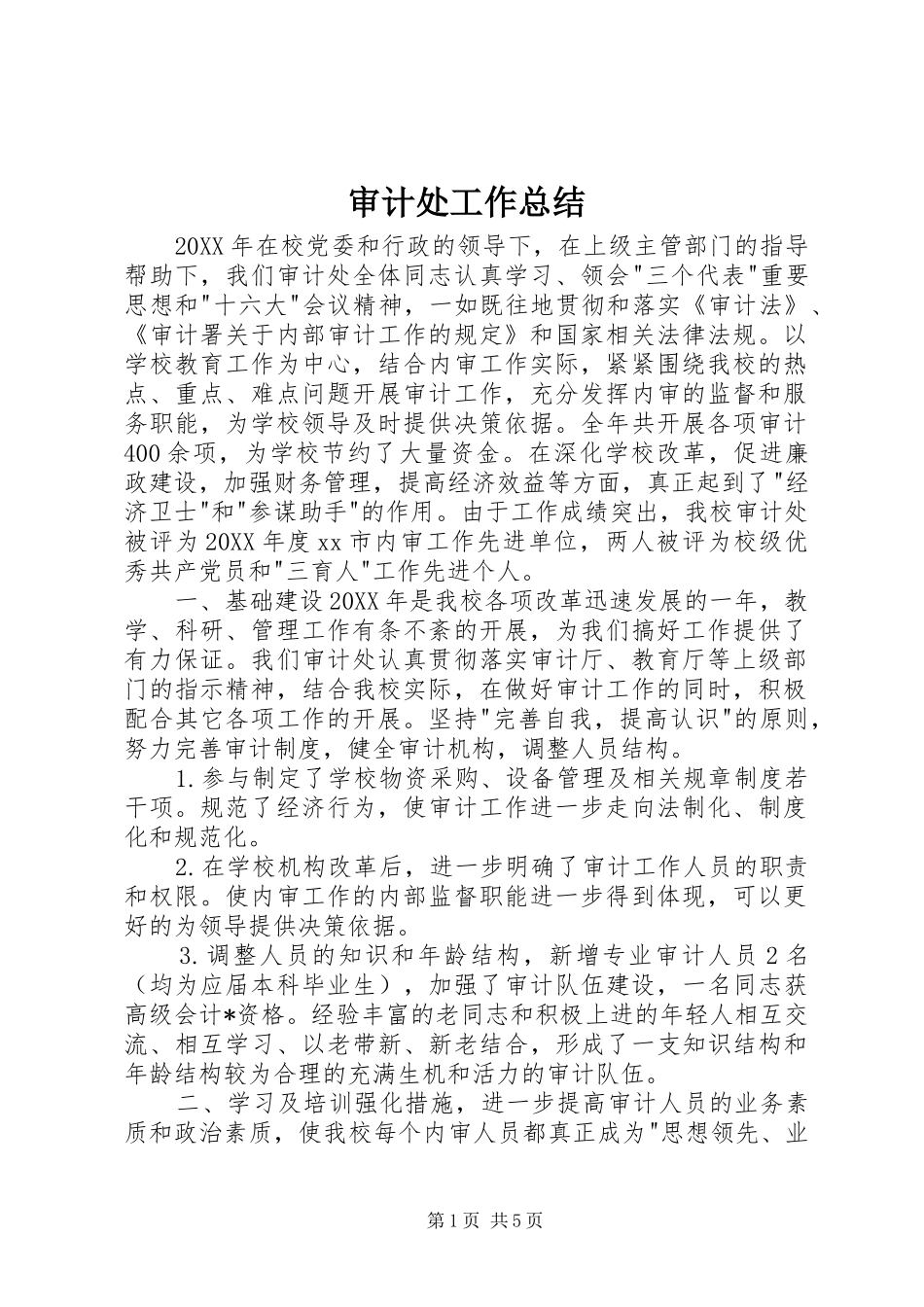 2024年审计处工作总结_第1页