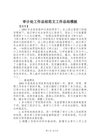 2024年审计处工作总结范文工作总结模板