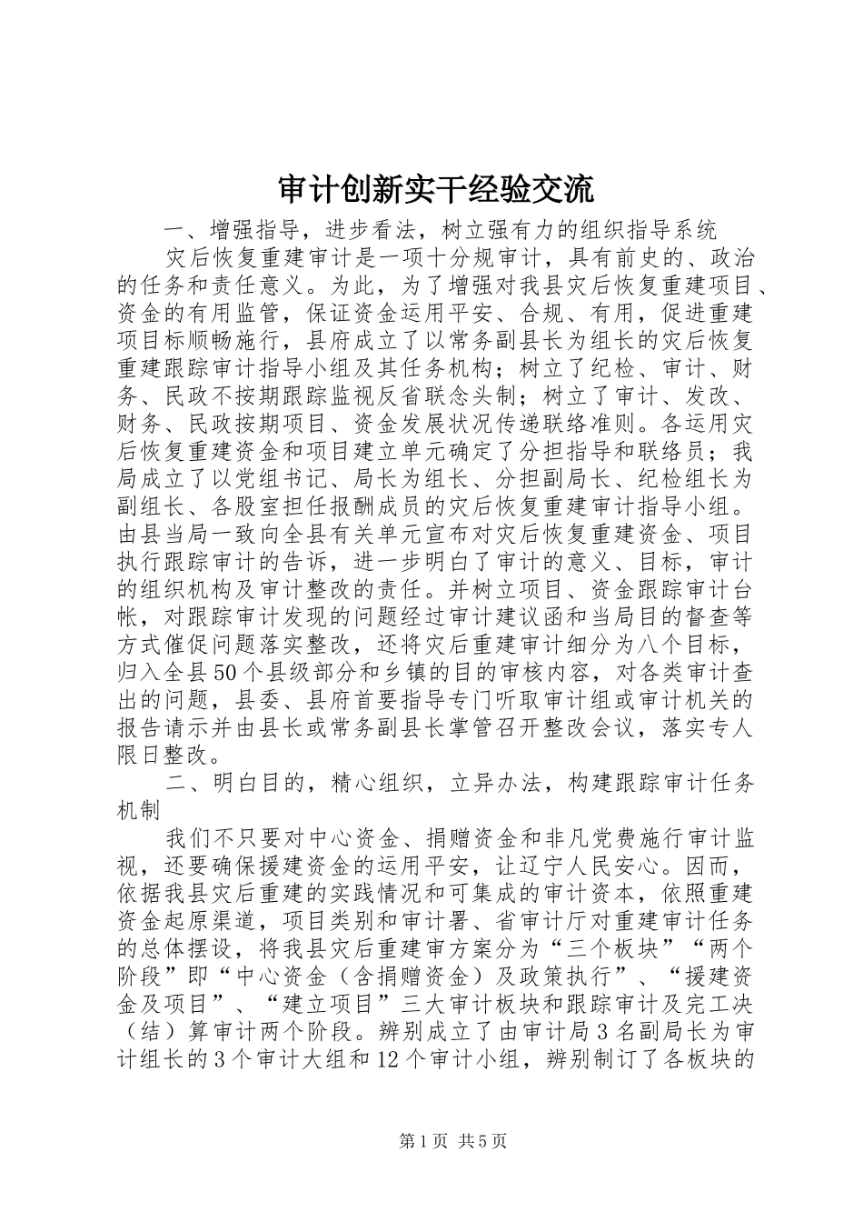 2024年审计创新实干经验交流_第1页