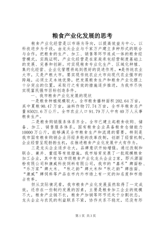 2024年粮食产业化发展的思考