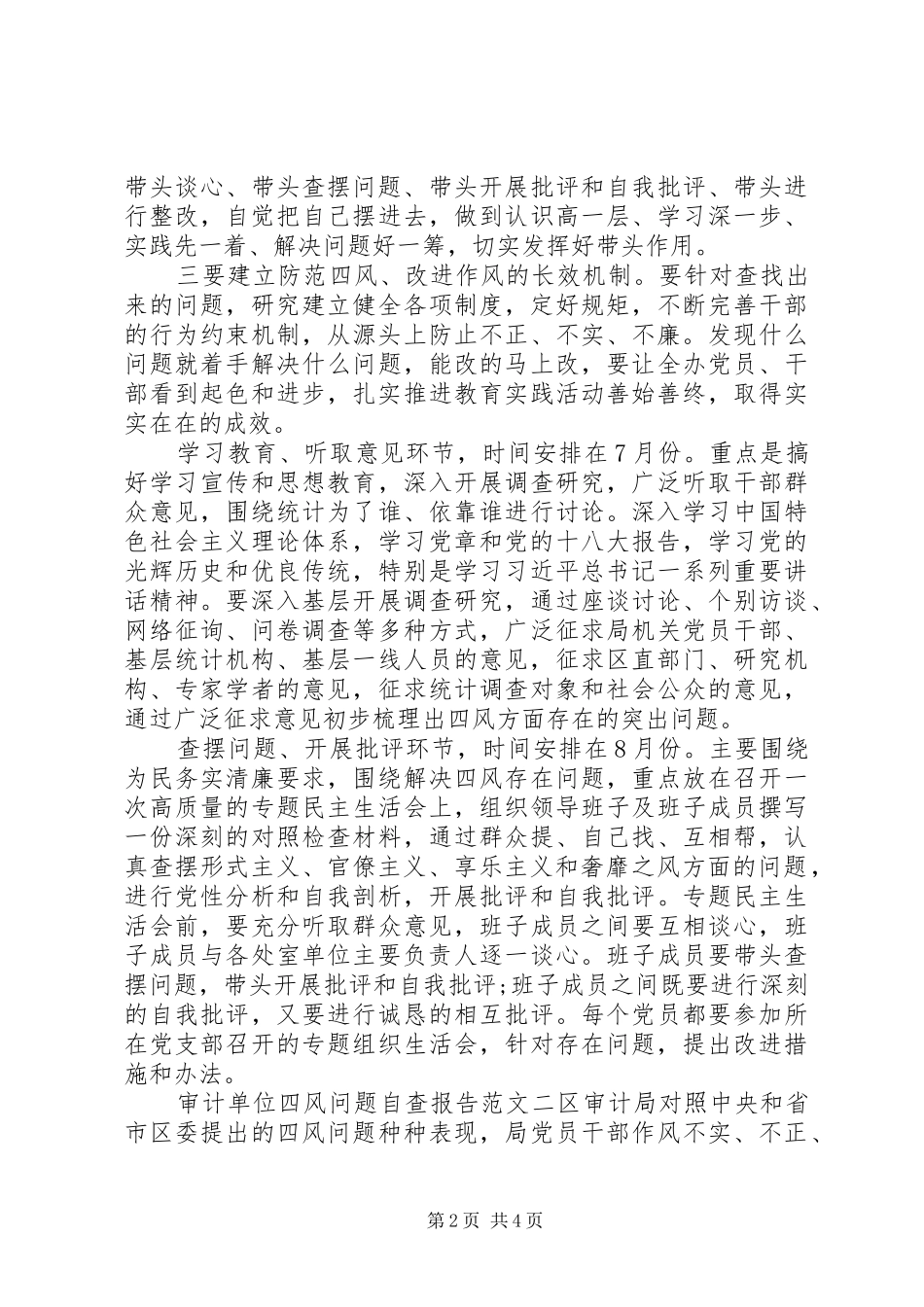 2024年审计单位四风问题自查报告_第2页