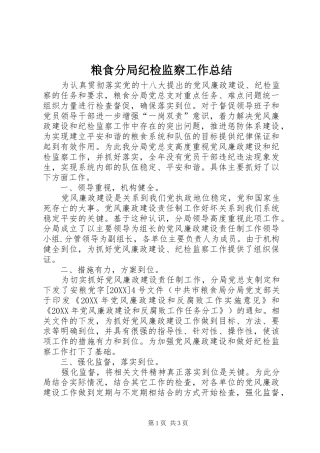 2024年粮食分局纪检监察工作总结