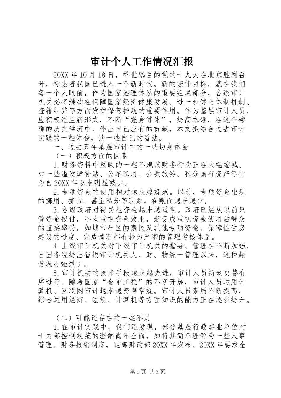2024年审计个人工作情况汇报_第1页