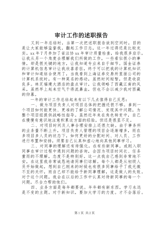 2024年审计工作的述职报告