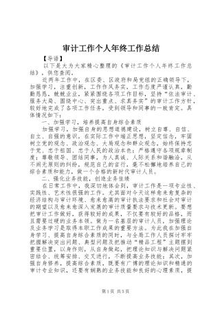 2024年审计工作个人年终工作总结