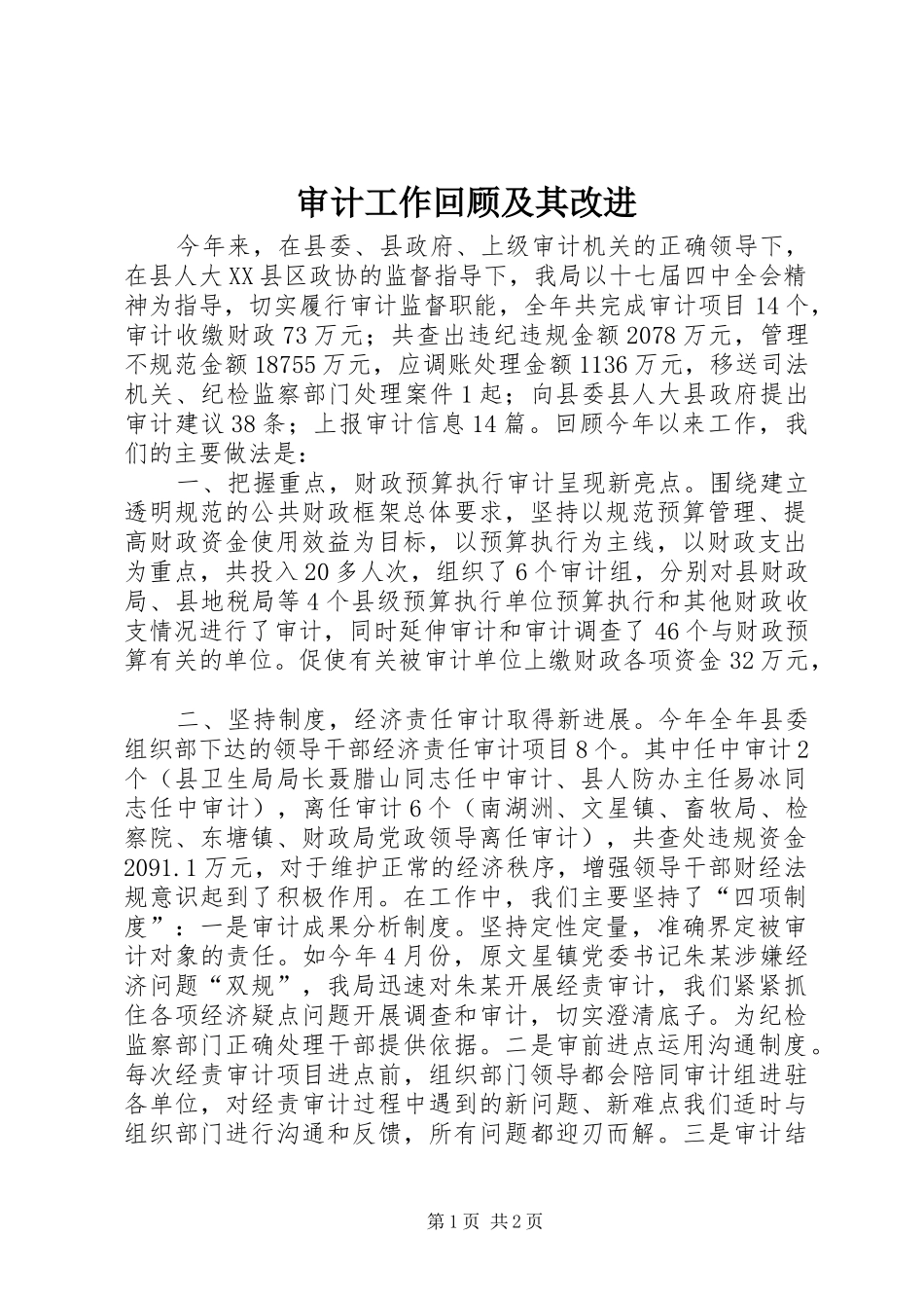 2024年审计工作回顾及其改进_第1页