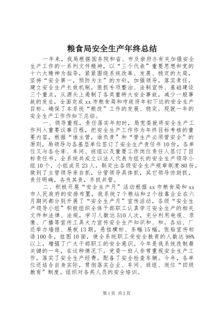 2024年粮食局安全生产年终总结