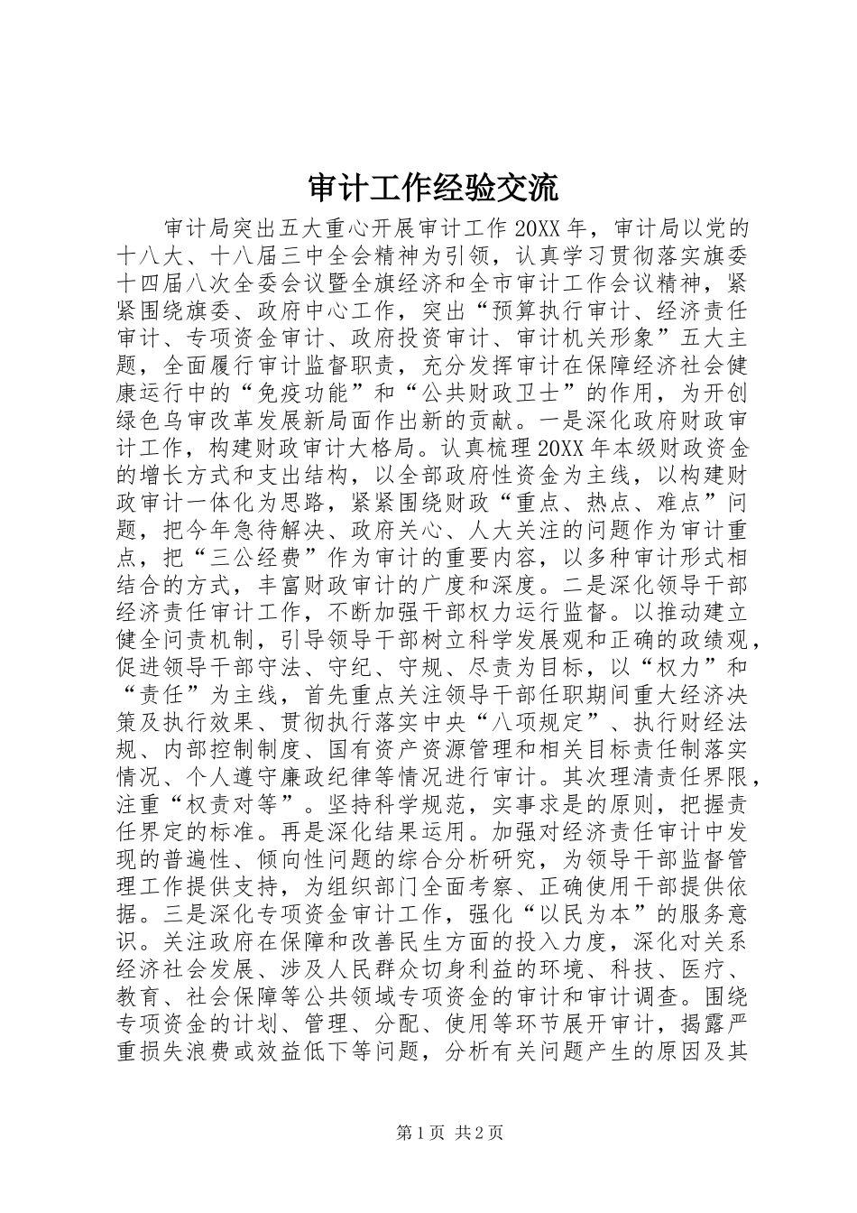 2024年审计工作经验交流_第1页