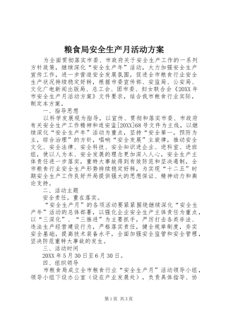2024年粮食局安全生产月活动方案