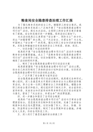 2024年粮食局安全隐患排查治理工作汇报