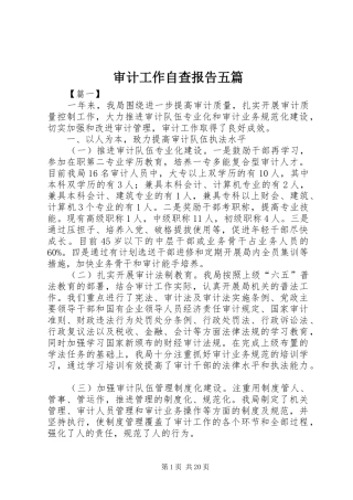 2024年审计工作自查报告五篇