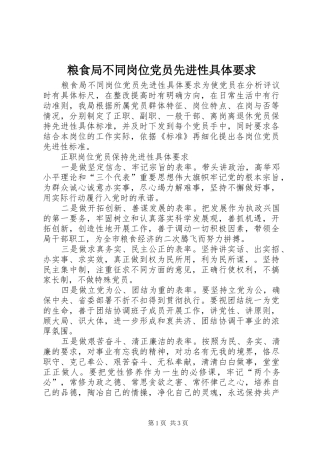 2024年粮食局不同岗位党员先进性具体要求
