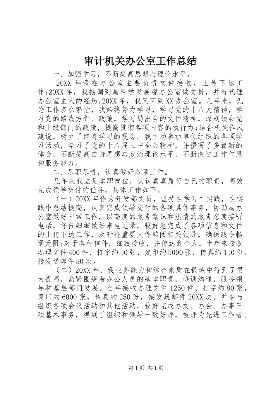 2024年审计机关办公室工作总结_第1页