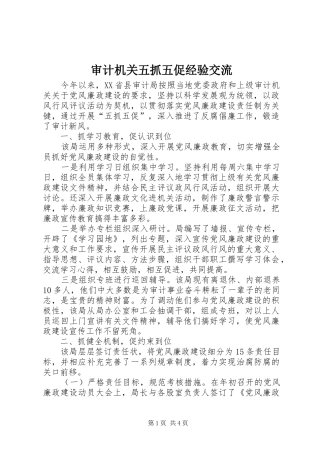 2024年审计机关五抓五促经验交流