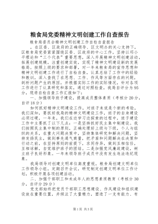 2024年粮食局党委精神文明创建工作自查报告