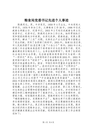 2024年粮食局党委书记先进个人事迹