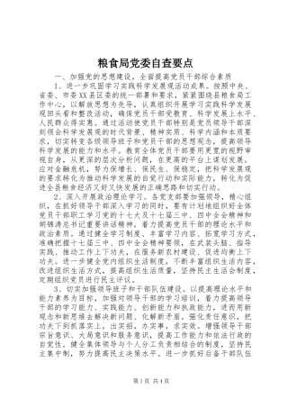 2024年粮食局党委自查要点