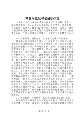 2024年粮食局党组书记述职报告