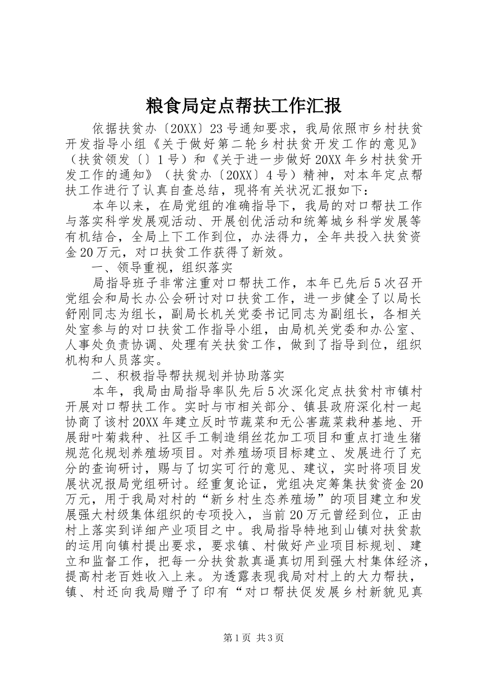 2024年粮食局定点帮扶工作汇报_第1页