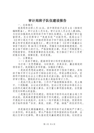 2024年审计局班子队伍建设报告