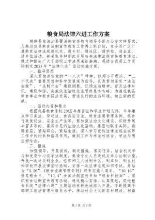 2024年粮食局法律六进工作方案