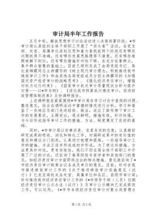 2024年审计局半年工作报告