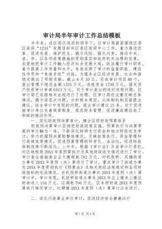 2024年审计局半年审计工作总结模板
