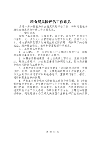 2024年粮食局风险评估工作意见