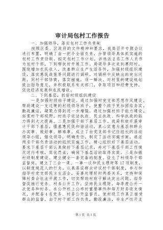 2024年审计局包村工作报告