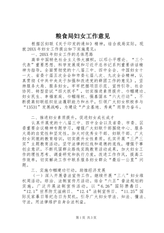 2024年粮食局妇女工作意见