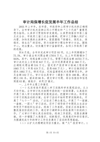 2024年审计局保增长促发展半年工作总结