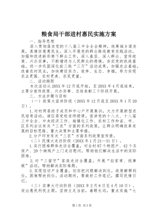 2024年粮食局干部进村惠民实施方案