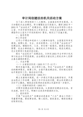 2024年审计局创建法治机关活动方案